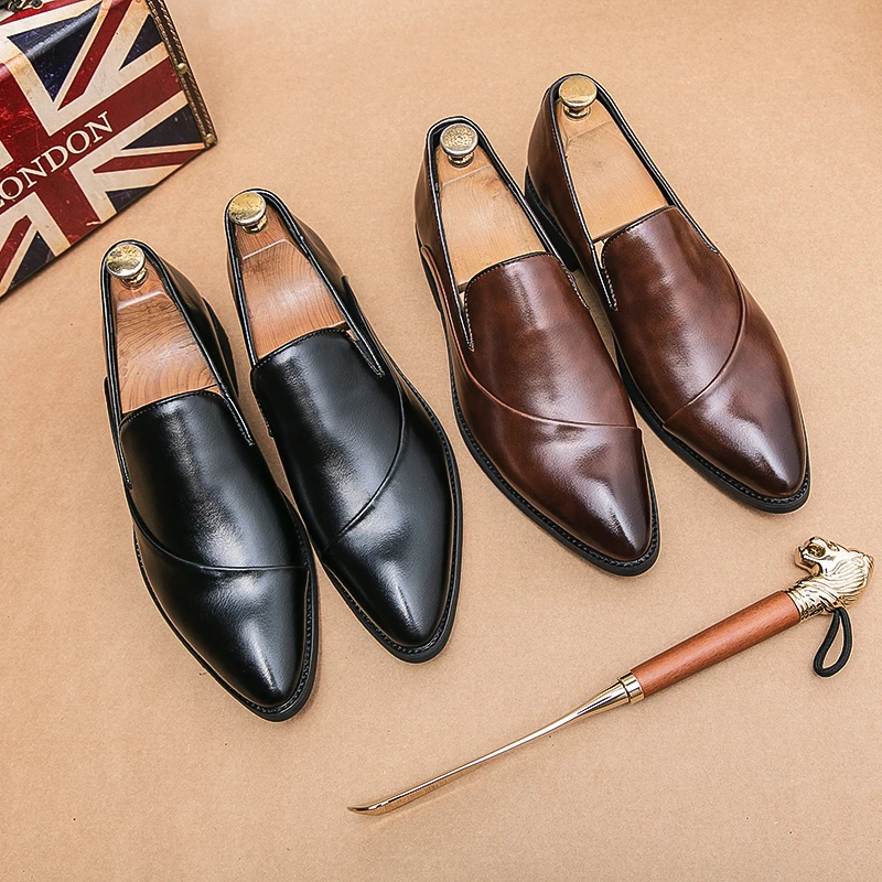 2023 Wholesale New Fashion Business Casual Shoes Lightweight Men's Dress Shoes Slip On Loafers Formal Leather Shoes For Men