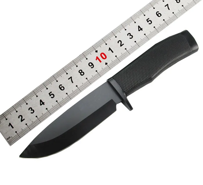 OEM low price free sample classic black fixed blade hunting camping survival straight knife on sale with nylon cover