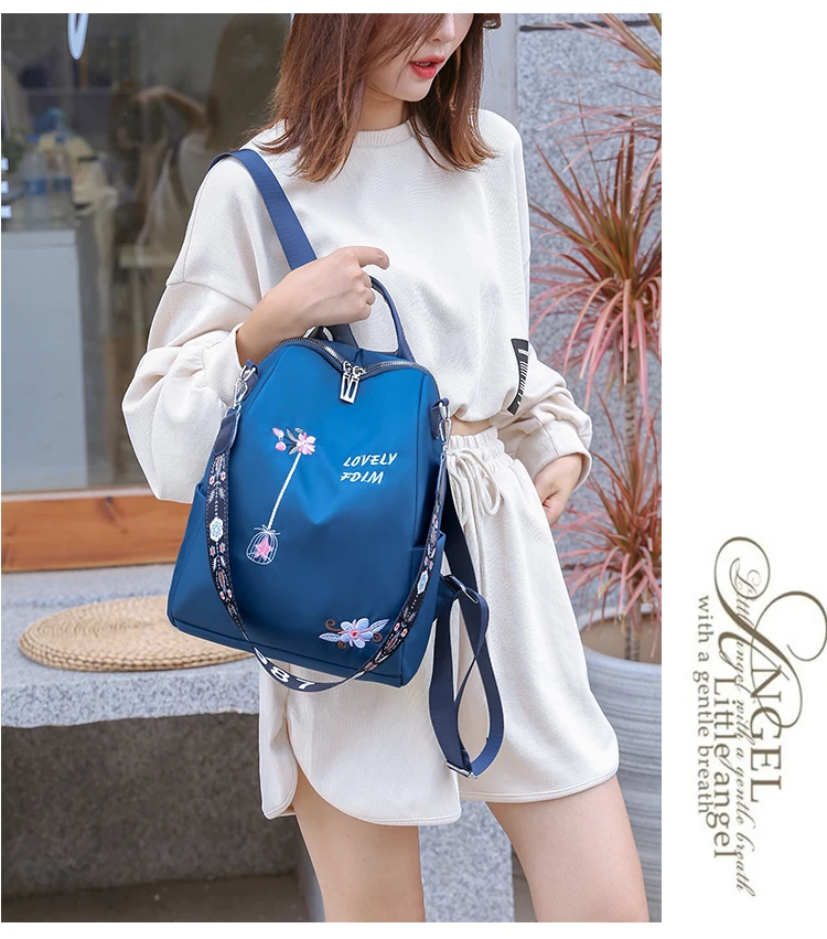Women new style fashion minimalist travel fabric for oxford female hydration embroidered pattern sheet backpack women bag