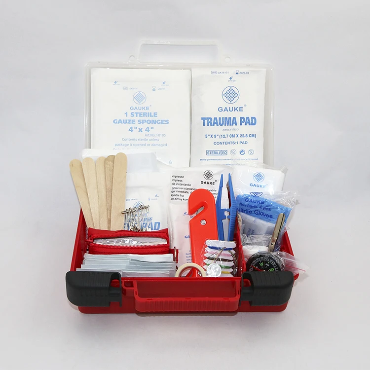 Osha and Ansi approved 250pc Disaster emergency survival first aid kit with RED plastic box