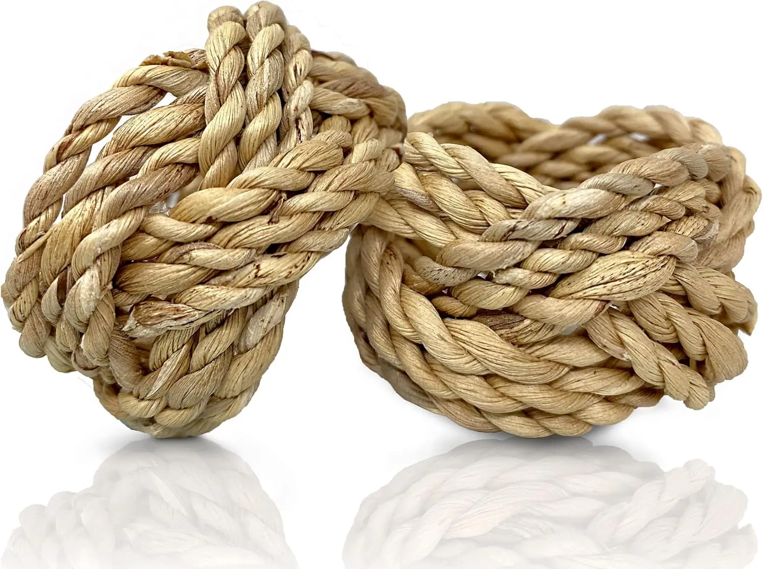 Handmade Rustic Water Hyacinth Woven Napkin Ring Decorative Dining Hemp Napkin Holders for Wedding Party Christmas Table