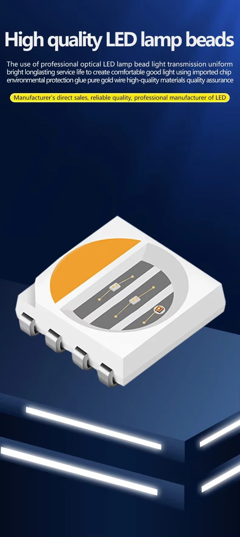 5050 RGB SMD LED Red Green Blue SMT LED PLCC-6 3-Chips Light Emitting Diodes Lamp Bead For Car, Boat, Bike