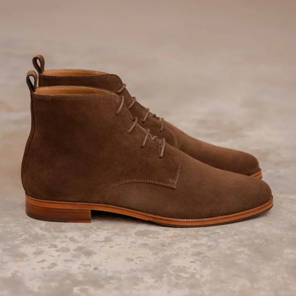 Winter elegant mens ankle boots casual nubuck leather chukka boots for men
