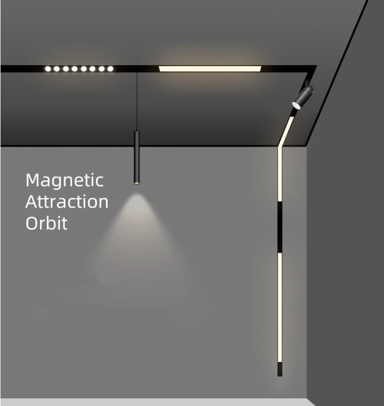 Алюминиевая Магнитная направляющая Dc48v, линейная система освещения, встраиваемая Подвесная лампа