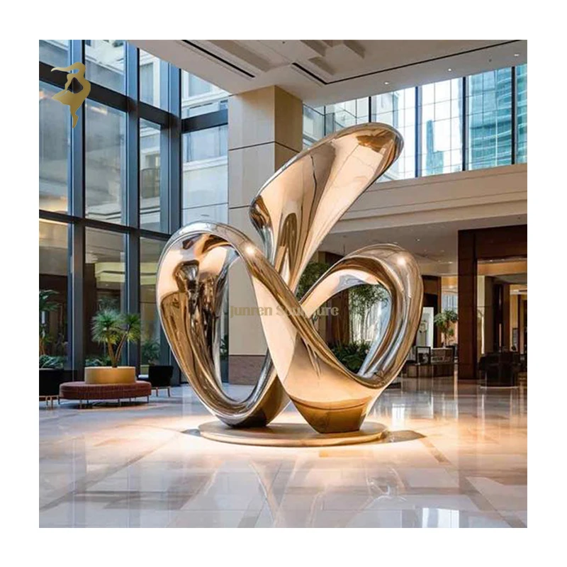 Modern Design Mirror Polishing Stainless Steel Abstract Figure Playing The Violin Sculpture
