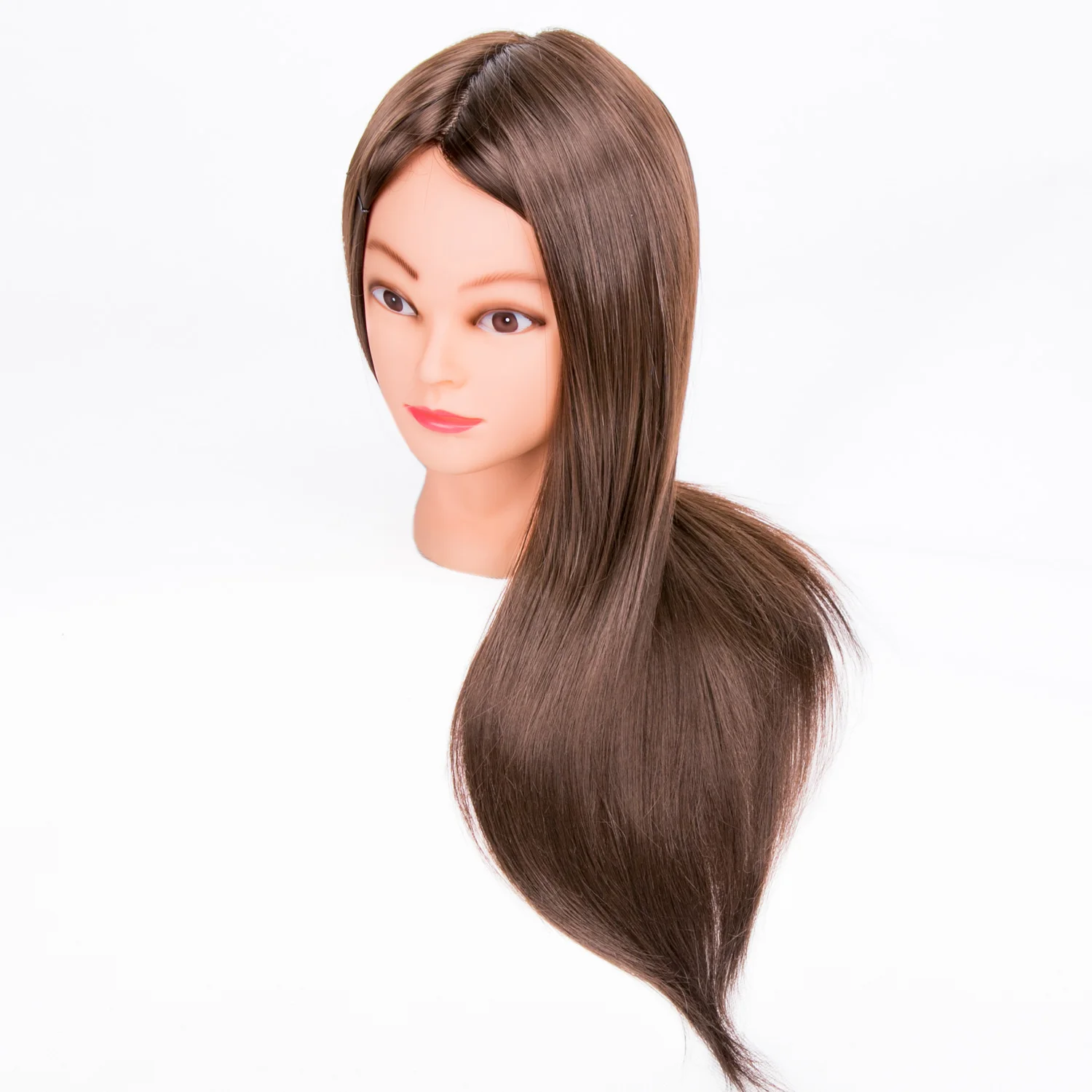 Female Synthetic Training Mannequin Manikin Head Wig Display Wholesale Brown Straight hair Mannequin Head For Hair Salon