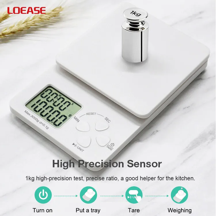 Electronic Slim Design  ABS Plastic Drip Food Timer Count Up And Down Digital Kitchen Timer Coffee Scale