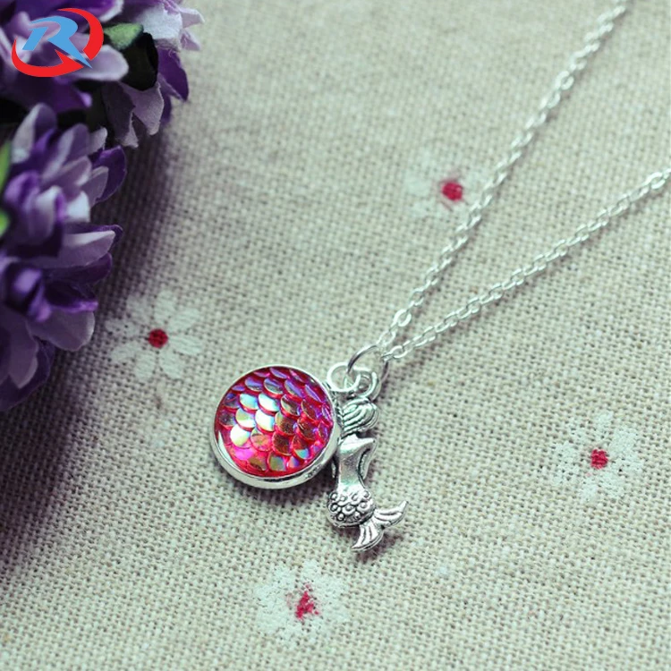 wholesale  mermaid  series  metal  gemstone   pendant