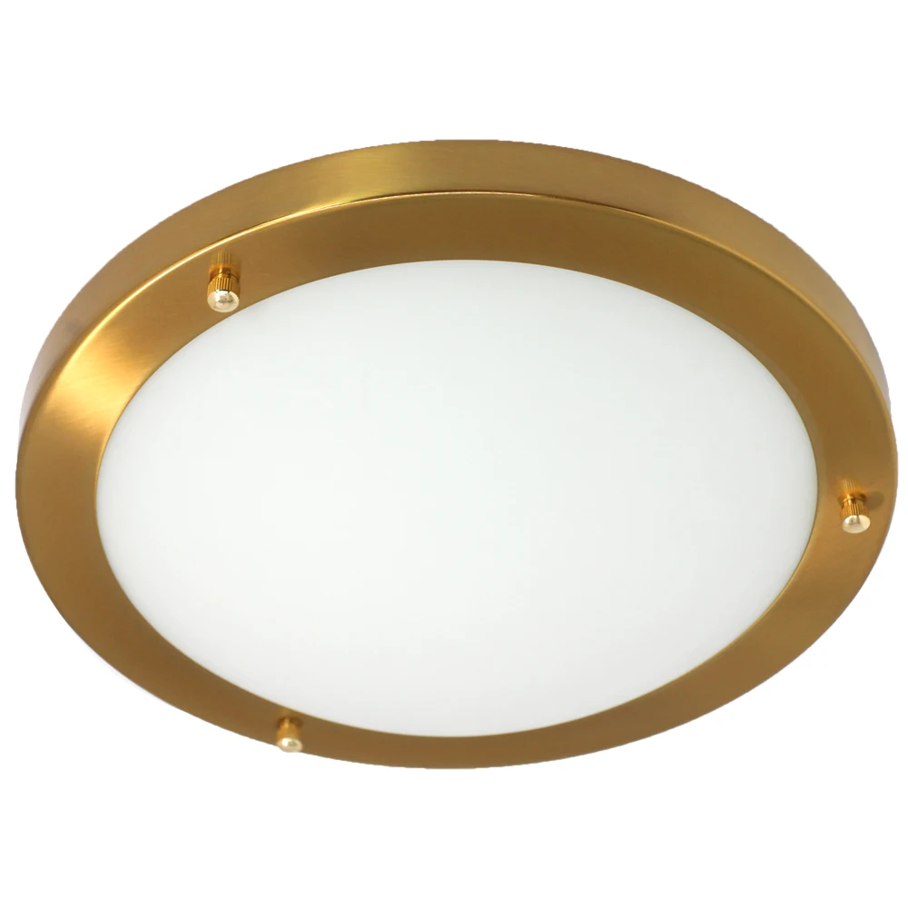 IMVSINCERE LED 18W IP44 Glass Brass Ceiling Lights, 31cm, 4000K, 1260LM, Lighting for Bathroom, Kitchen, Hallway, Office.