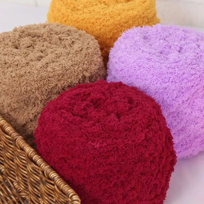 Coral Fluff Thread Scarf 100% Polyester Half Side Cashmere Yarn Recycled Braided Towel for Babies Wholesale