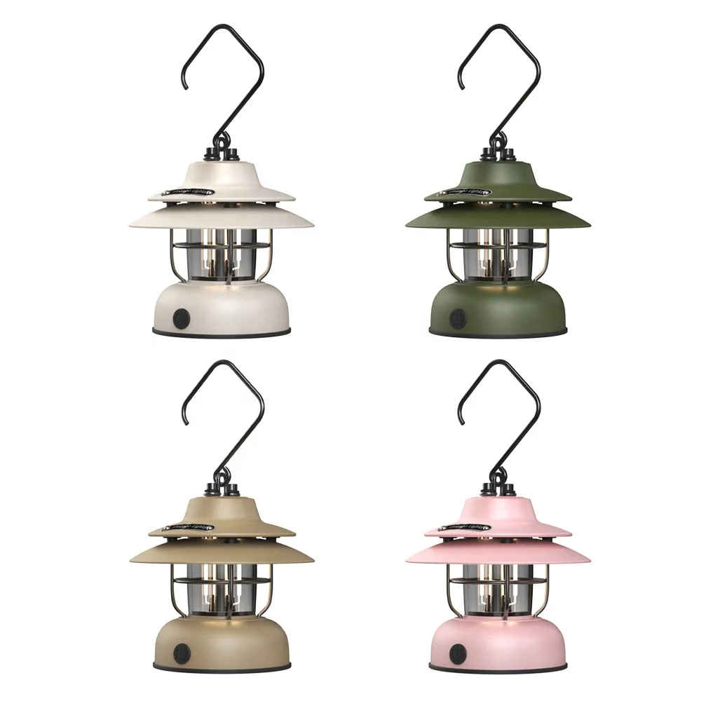 New retro outdoor portable hanging portable installation LED tent camping light Portable USB rechargeable LED night light