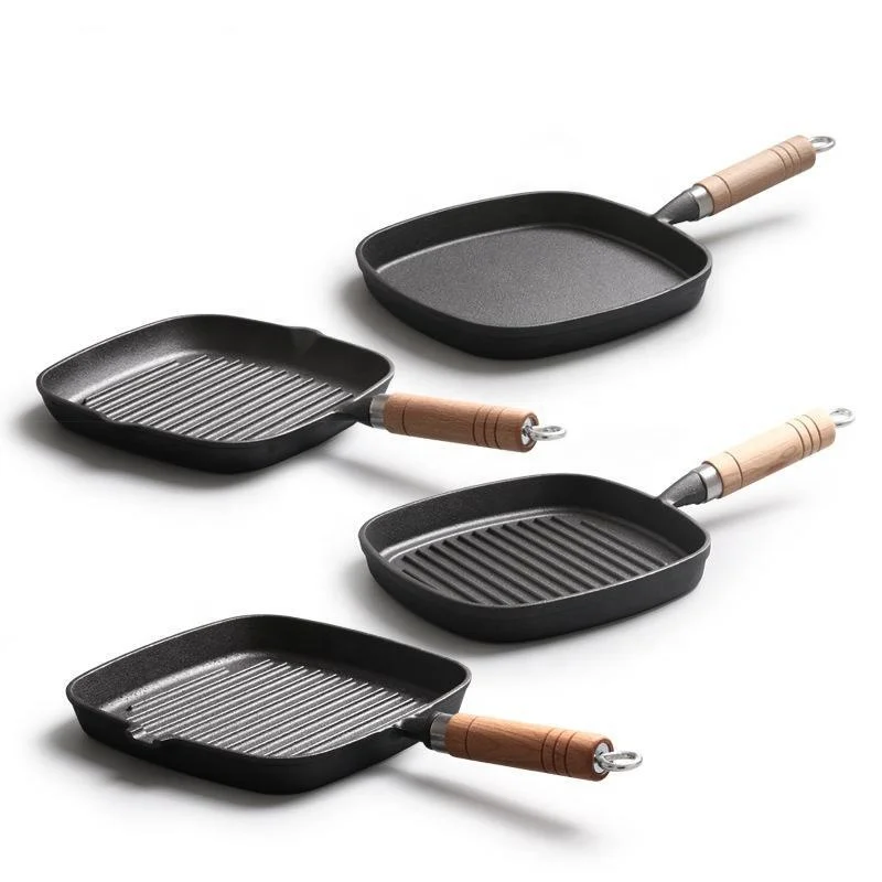 High Quality Square Griddle  Stove Black Grill Pans Foundry Iron Nonstick Steak Frying Pan For Cooking