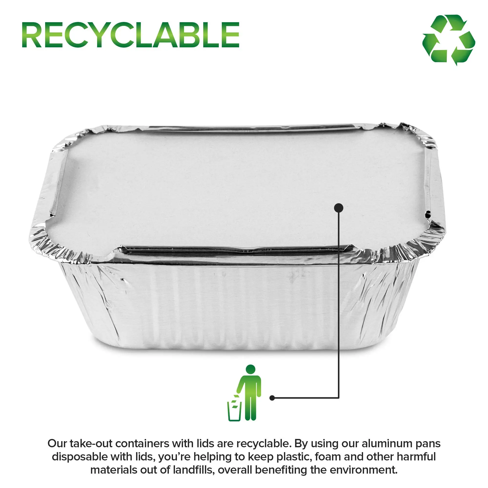 IKITCHEN Aluminum Pans Container with Lids Disposable Tin Foil Pans for Baking Meal Prep Takeout Aluminum Foil Containers
