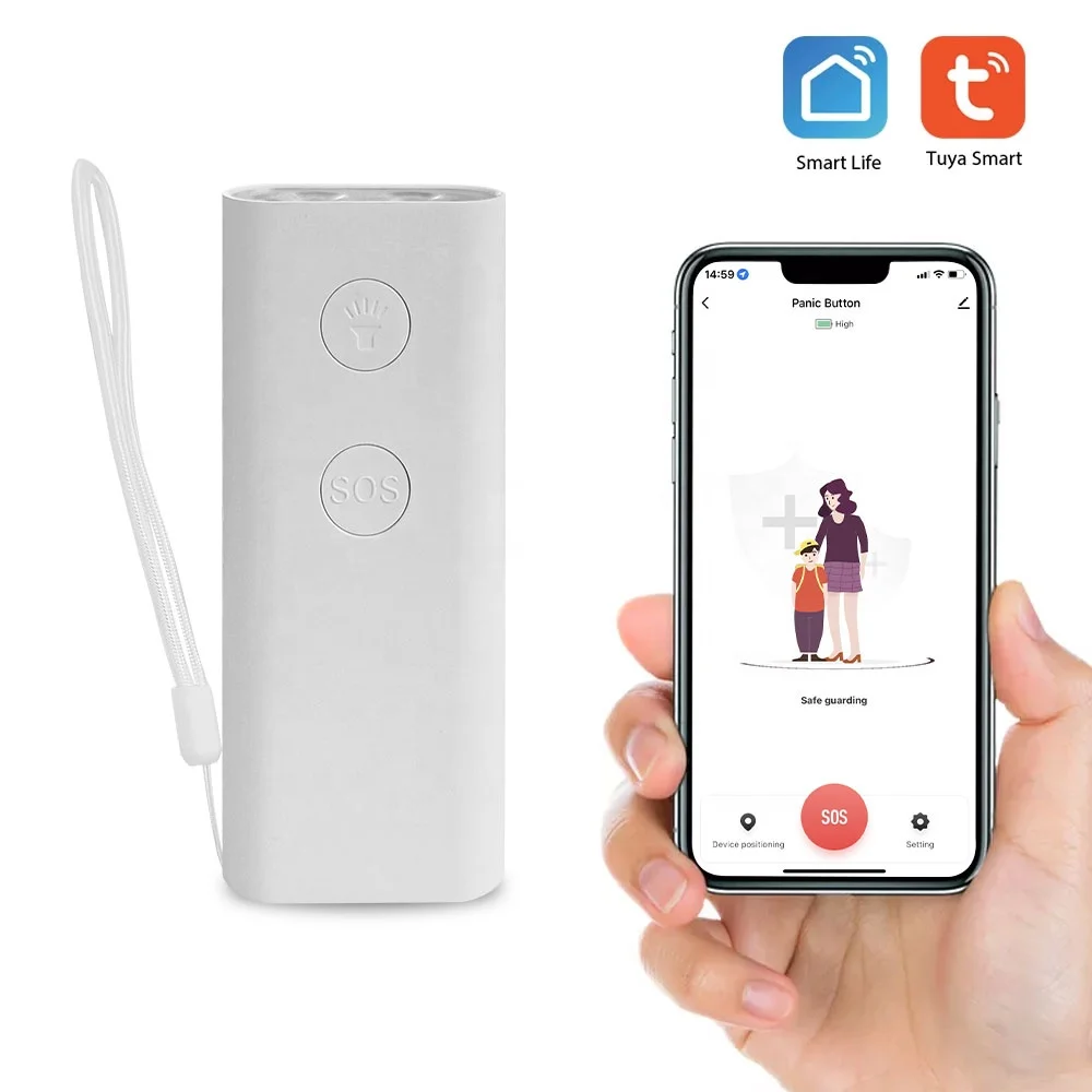 130db Siren  Rechargeable Alarm System Smart GPS Tracker LED Flashlight Personal Safety Alarm with SOS Button