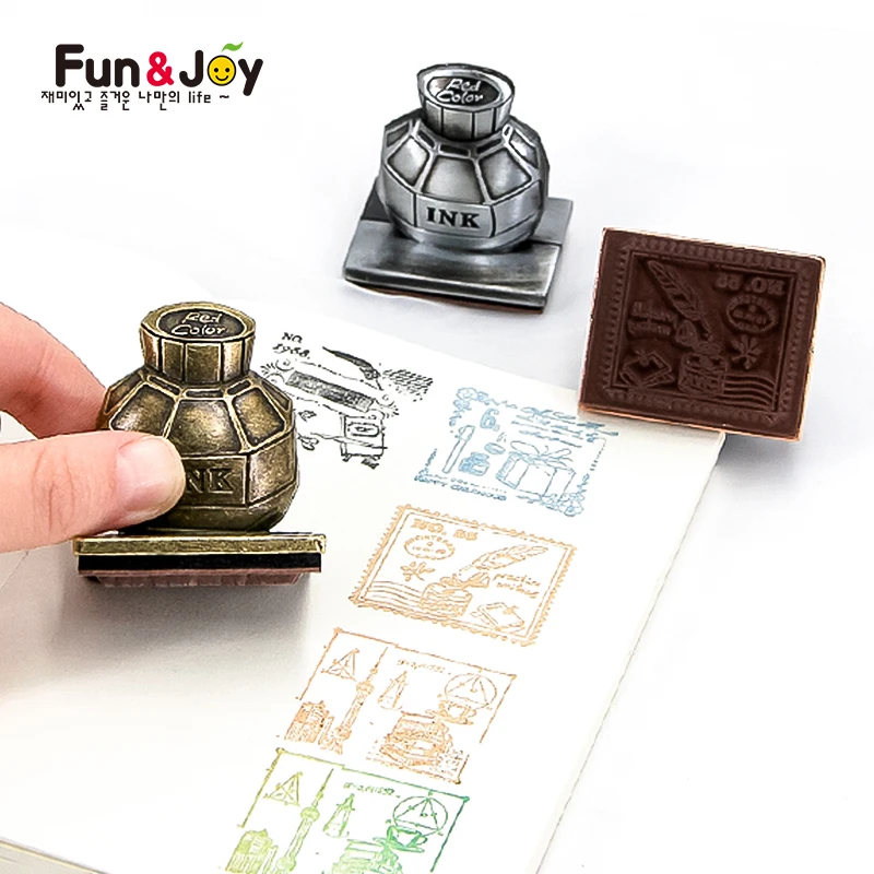 
Funny alloy Kids Scrapbooking Inking Stamps for Children with Round Handle 