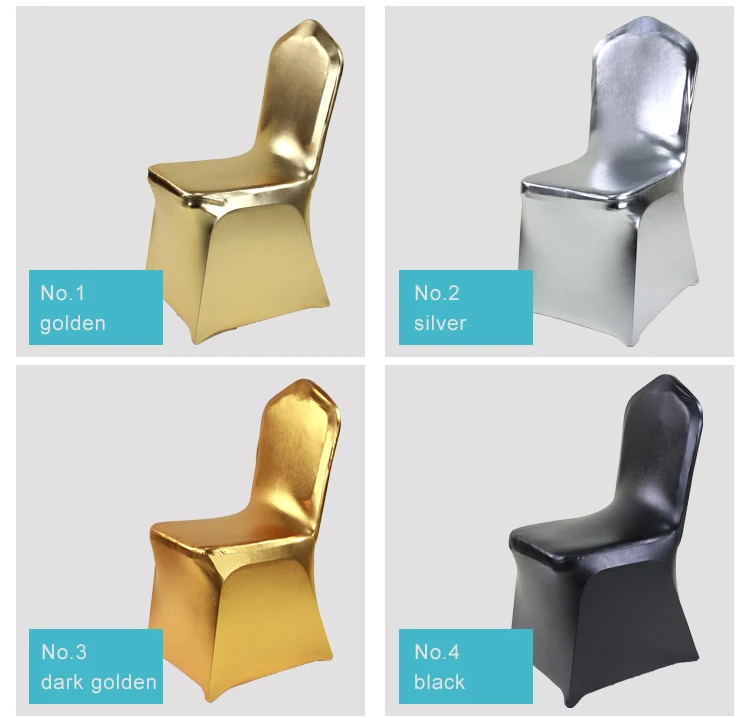 Spandex Stretch Gold Metallic Wedding Chair Covers for Party Events Decorations