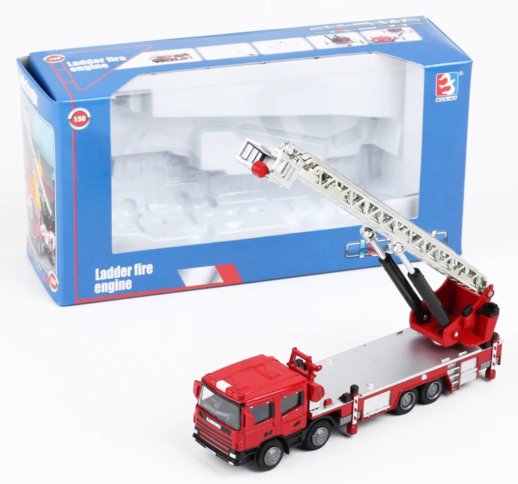 Diecast construction machinery 1:50 LADDER FIRE ENGINE Alloy Simulation model toys