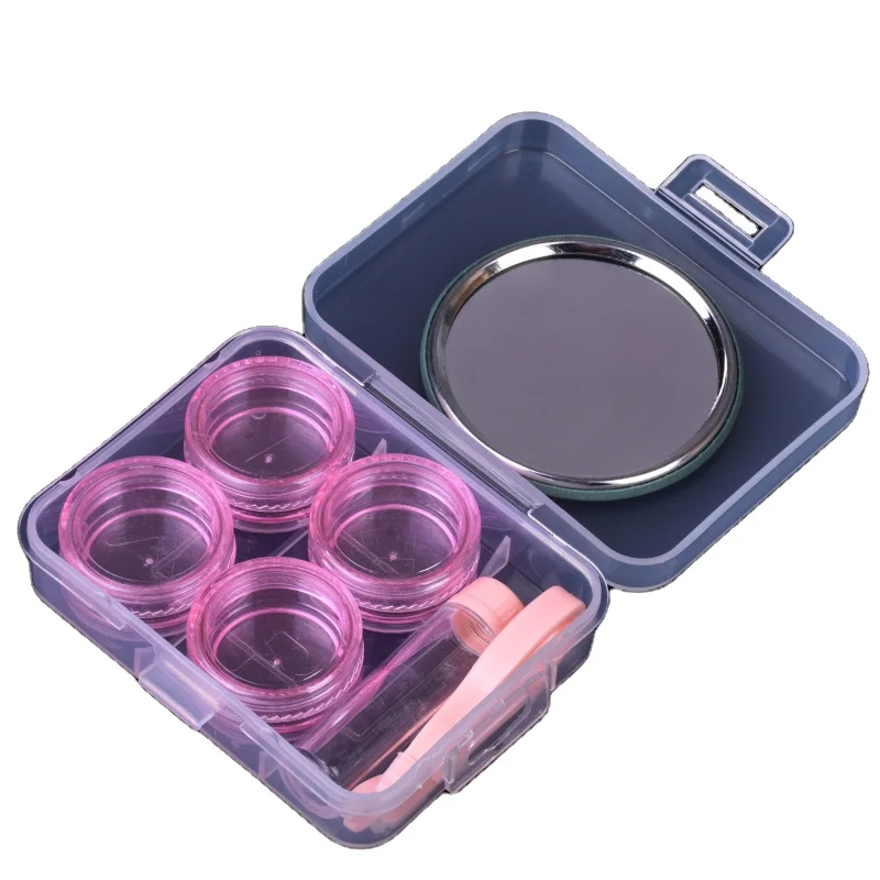 Customizable Cartoon Letter Contact Lenses Case Boxes 2 Pairs Travel kit Portable Contact Lens Cases with Mirror