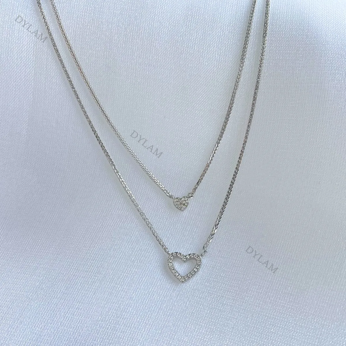 Dylam Double Layered Heart Necklace Chain Ball Satellite Choker Necklaces Jewelry for Women and Girls