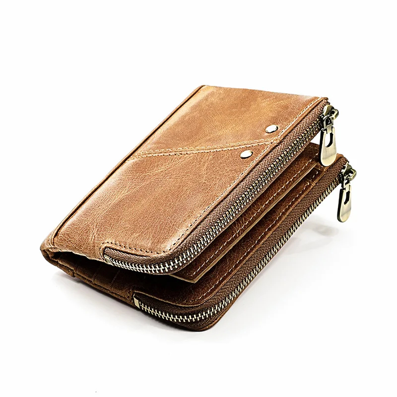 New Fashion Genuine Leather Men Wallet Small Zipper Male Short Coin Purse Brand High Quality Men Wallet
