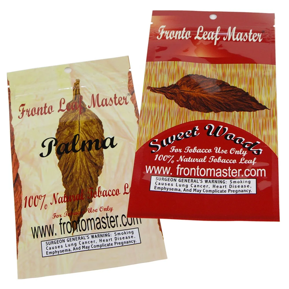 Небольшой минимальный заказ индивидуальная упаковка листьев fronto табачные пакеты с застежкой-молнией сигары листья тупые