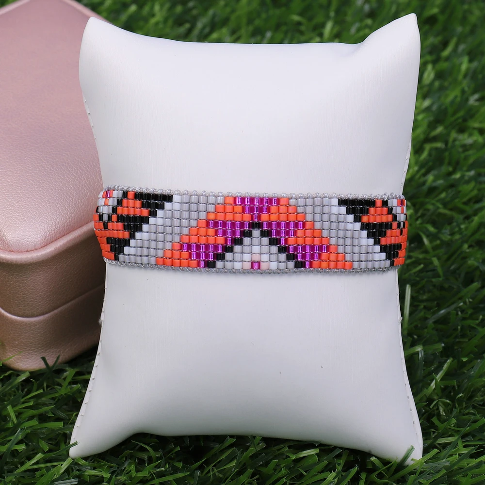 2021 Miyuki Beads Handmade Pattern Graffiti  Rope Chain Weave Adjustable Bracelet for Women