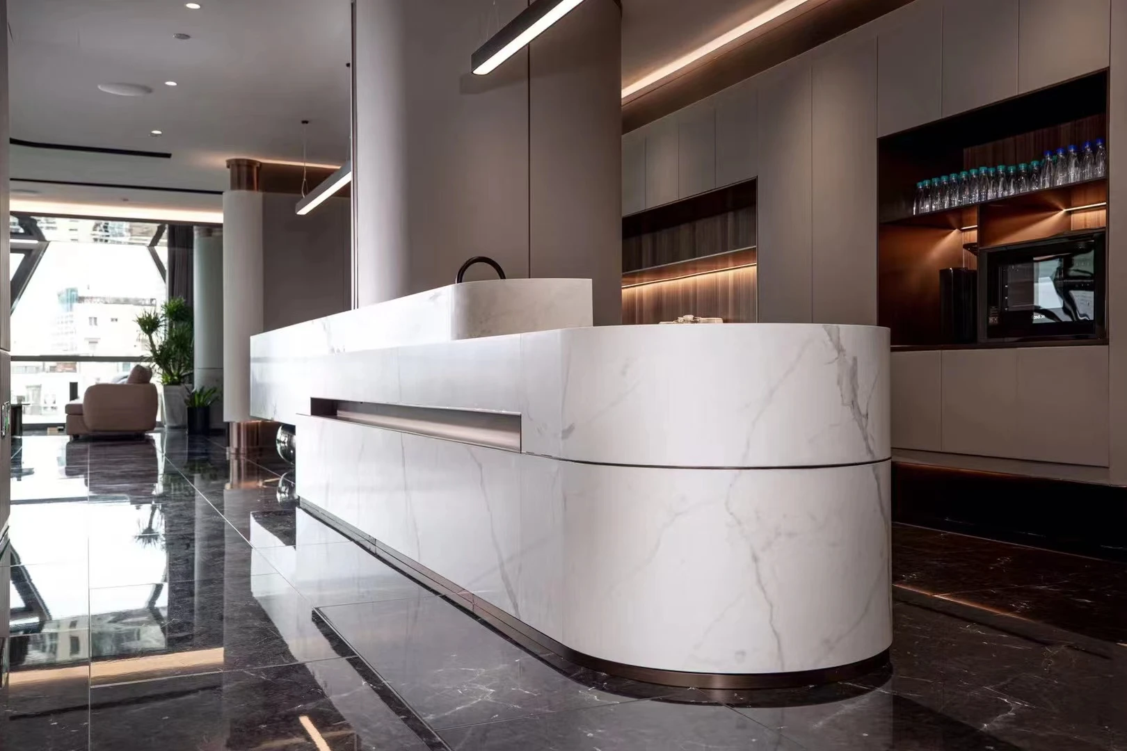 New material roman  thin volcanic white  porcelain slabs for hall countertop