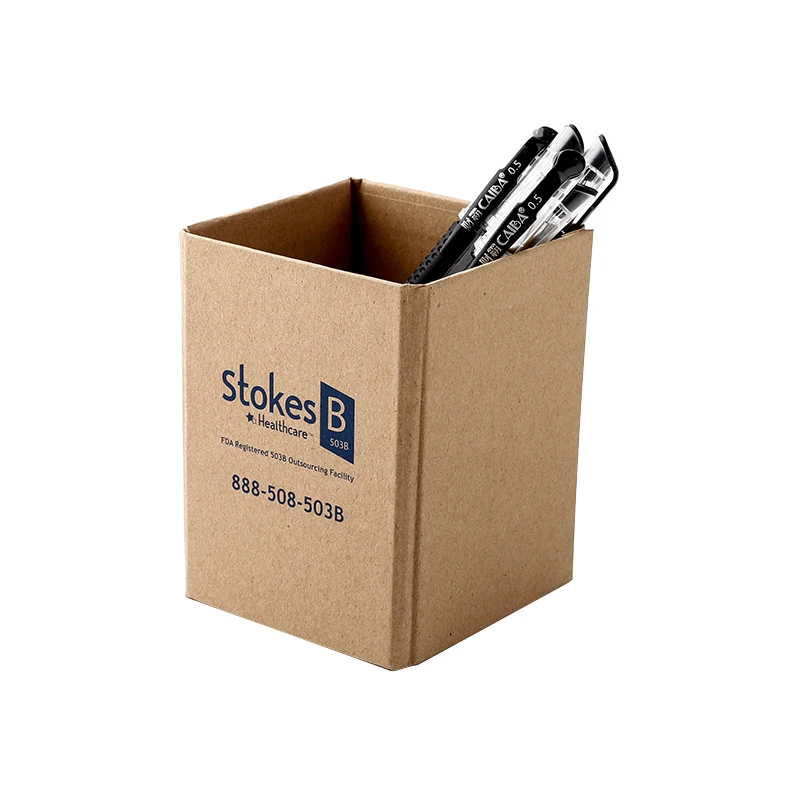 Square Paper Foldable Pen Holder For Desk Pencil Storage