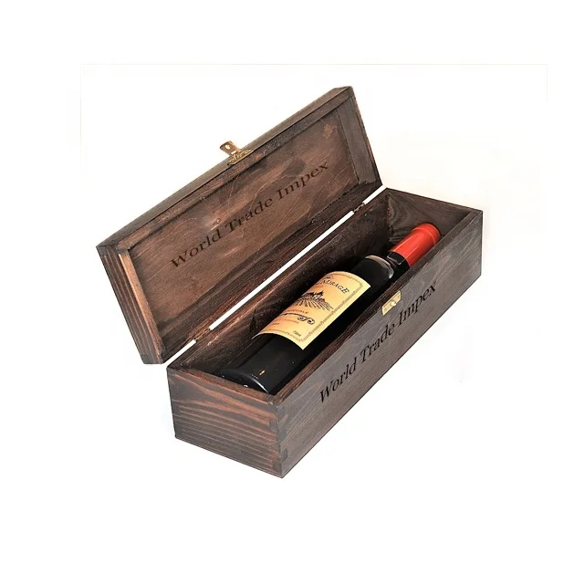 Лучшая цена, одинарная бутылка вина, упаковочная коробка с логотипом на заказ, Сосновая деревянная коробка для вина