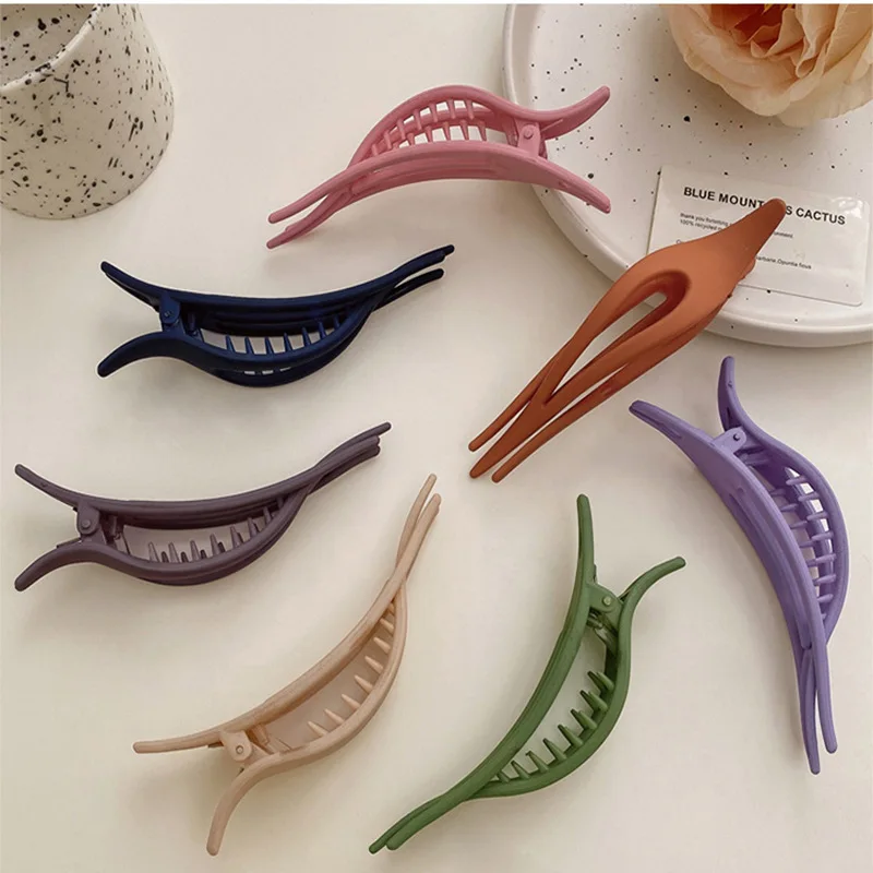 Bright and matte Lay down flat claw clip big alligator duckbill hair clip French Large Side Slide Hair Clips thin&Thick Hair