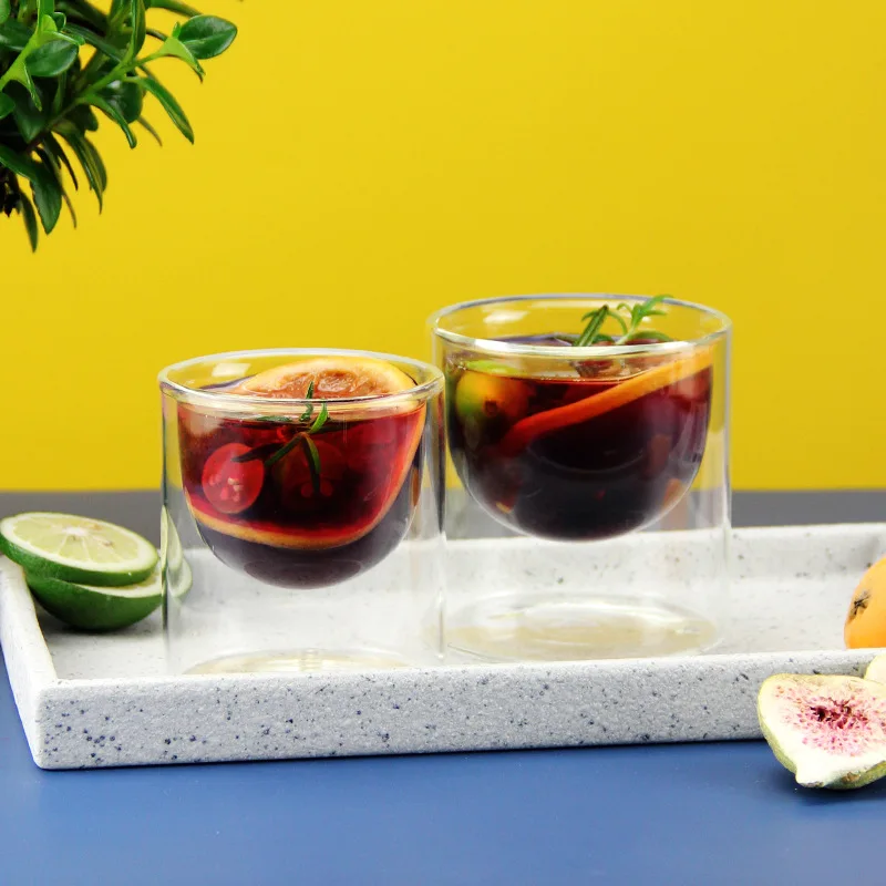 Home Decorative Colorful Hand Blown Scented Candle Vessels Double Wall Luxury Borosilicate Glass Jars