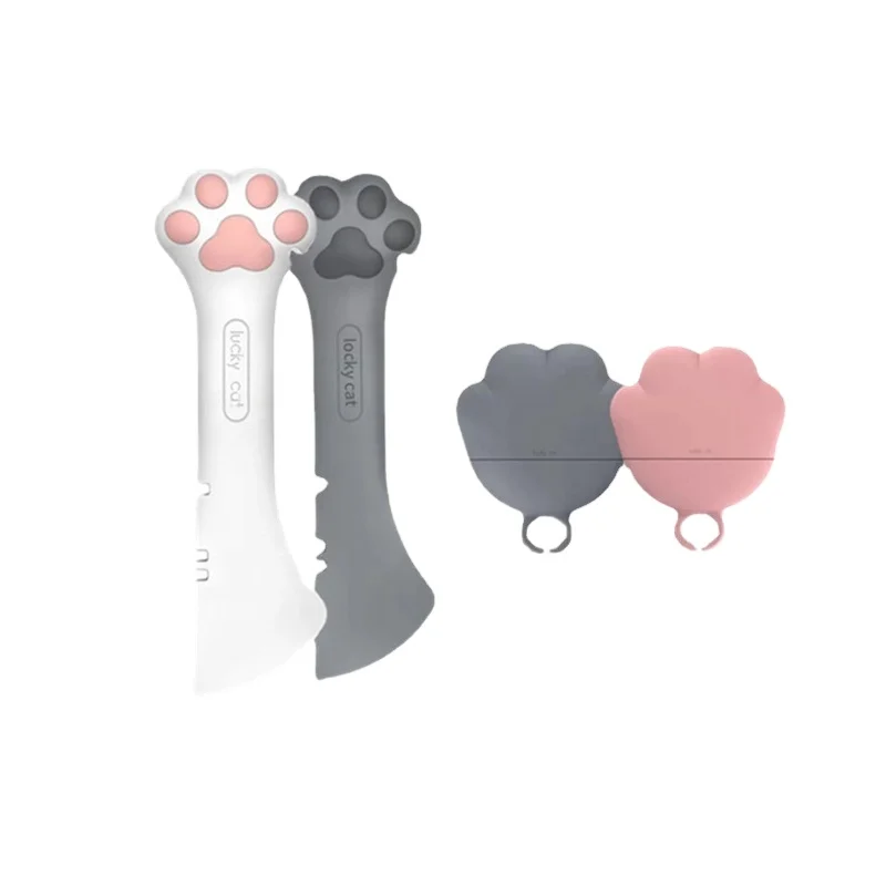 Paw Shape Pet Canned Spoon Pet Food Can Spoon Wet Food Storage Silicone Scoop Spatula for Pet Dogs and Cats