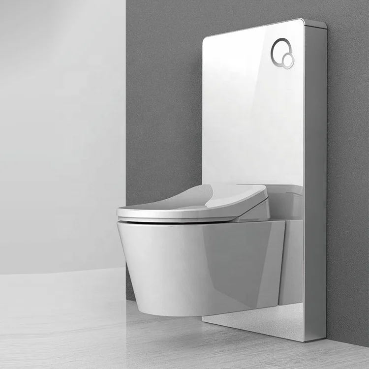 5 Star Hotel Bathroom Wash Down Cistern Dual Flushing Tempered Glass Cabinet Cistern