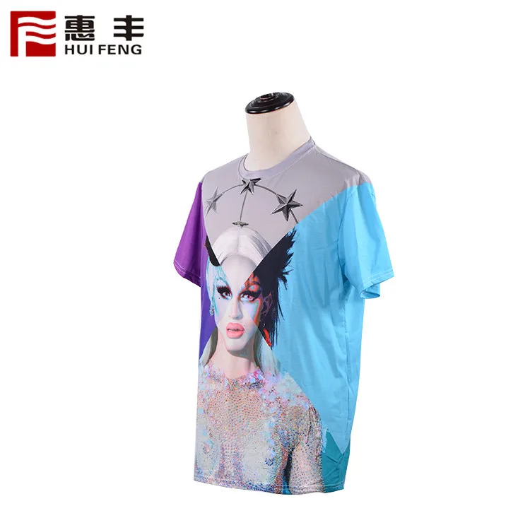 Custom Logo T Shirt Printing Polyester , Custom Sublimation 90% Polyester 10% Spandex T Shirt Full Print