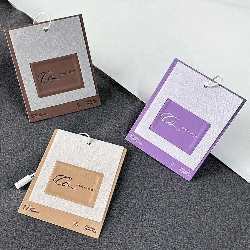 Paper Garment Accessories Factory Custom Hangtag Embossed Logo Matte Paper Clothing Hang Tag With String