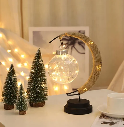 
janrry moon luna metal lantern battery power light led Edison style bulb table night light 