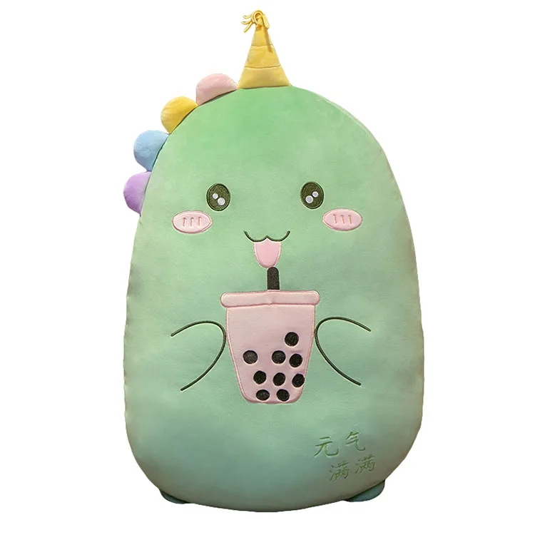 
Cheap popular boba plush customized Three in one dinosaur cushion milk tea pillow 