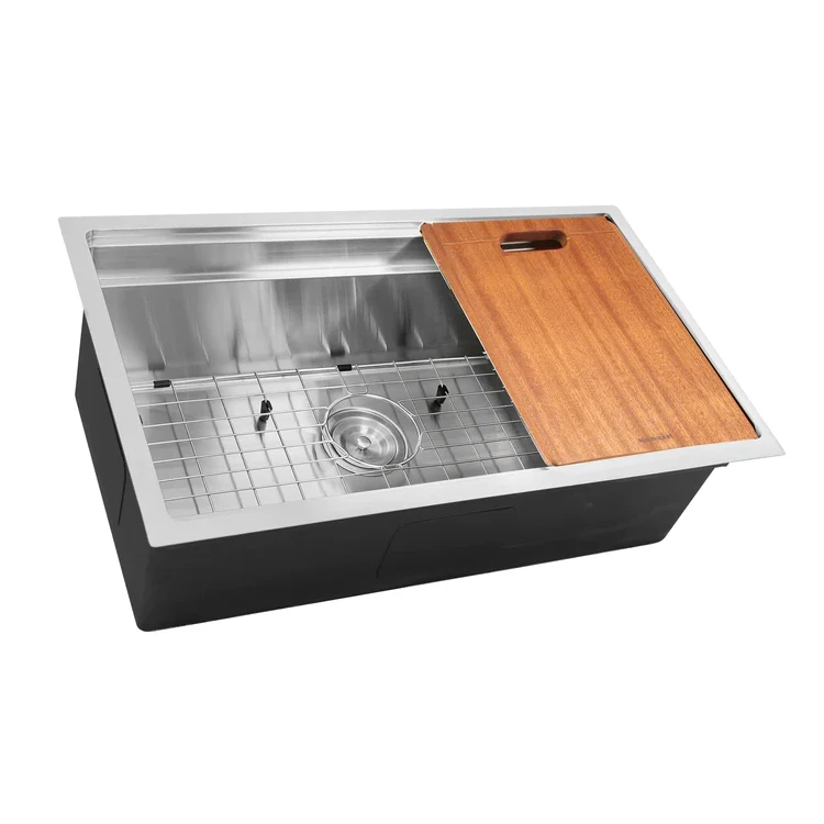 Manufacturer 30 inch Single Bowl Workstation Undermount 18Gauge Stainless Steel 304 handmade Kitchen Sink set with Ledge