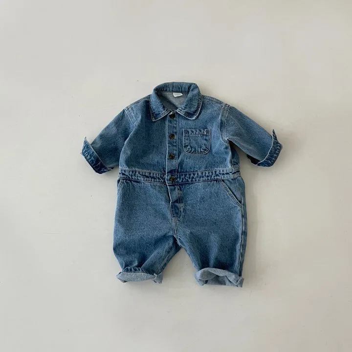 Spring Autumn Infant Boys Girls Cowboy Long Sleeve Jumpsuits for Baby Rompers Newborn Clothes Kids Overalls