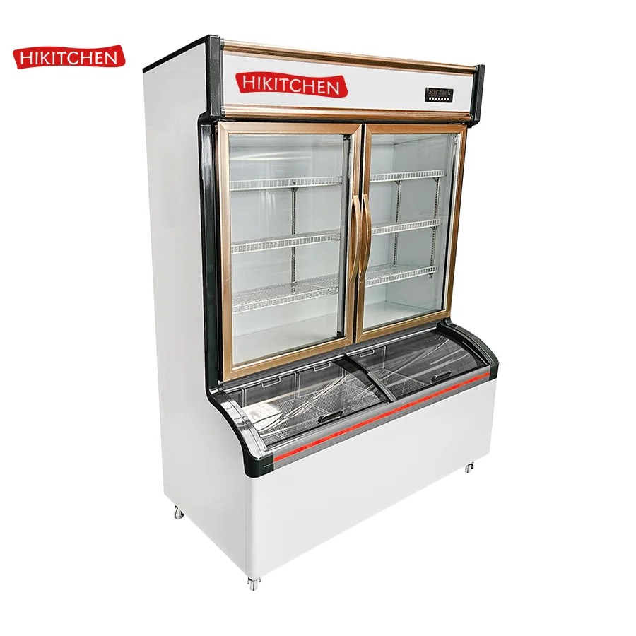 Double Temperature Space Supermarket Beer Ice Cream Vegetable Display Cabinet Convenience Store Freezer Refrigerator