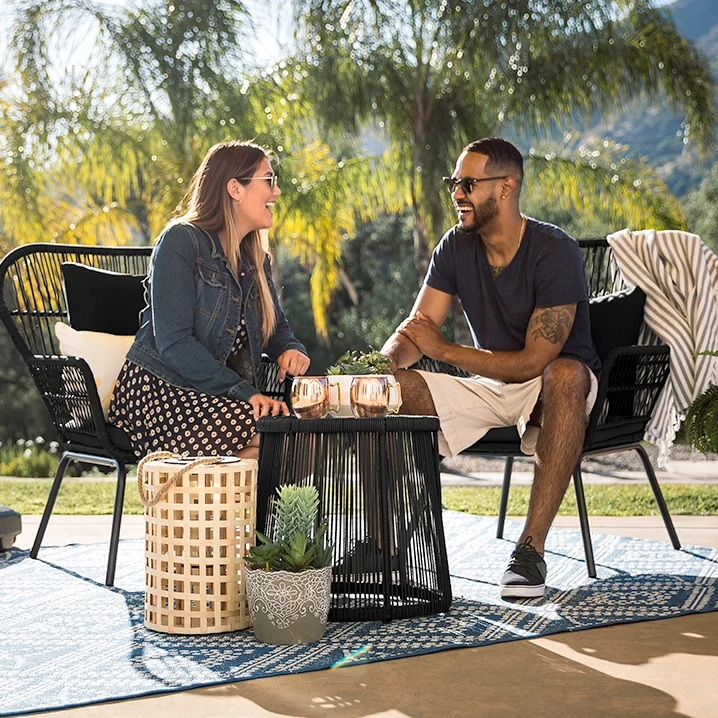 BFP Home Rattan Garden  Sofa Set Modern Style Furniture Coffee Shop Garden Chair Outdoor Patio Furniture Rattan Furniture