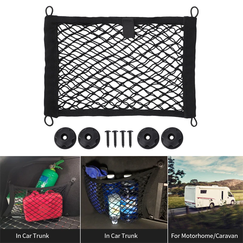 Car Storage Net Elastic String Mesh Seat Back Magic Bag Pocket Auto Accessories For Cargo Van Motorhome Mobile Home Caravan Boat