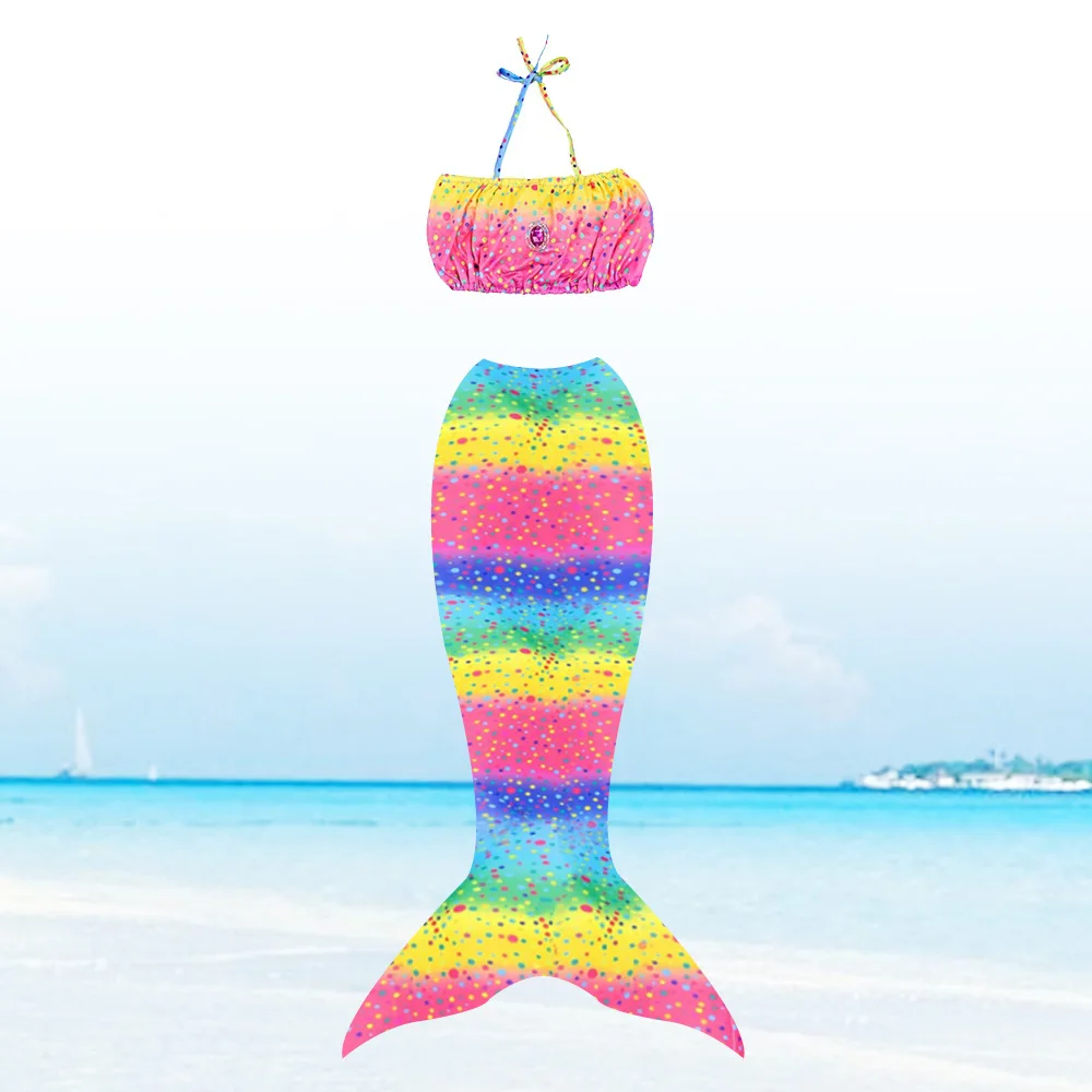 2021 HO Girls Mermaid Swimsuits 3PCS/Set Girls Bikini Set Mermaid Tails with Fin Swimsuit Bikini Swimwear For Girls