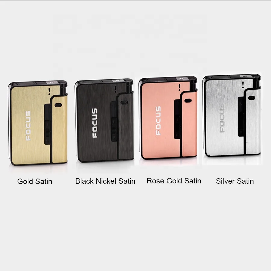 Automatic Cigarette Case With Disposable Lighter Metal Cigarette Case With Gas Lighter Built In Cigarette Case With Lighter