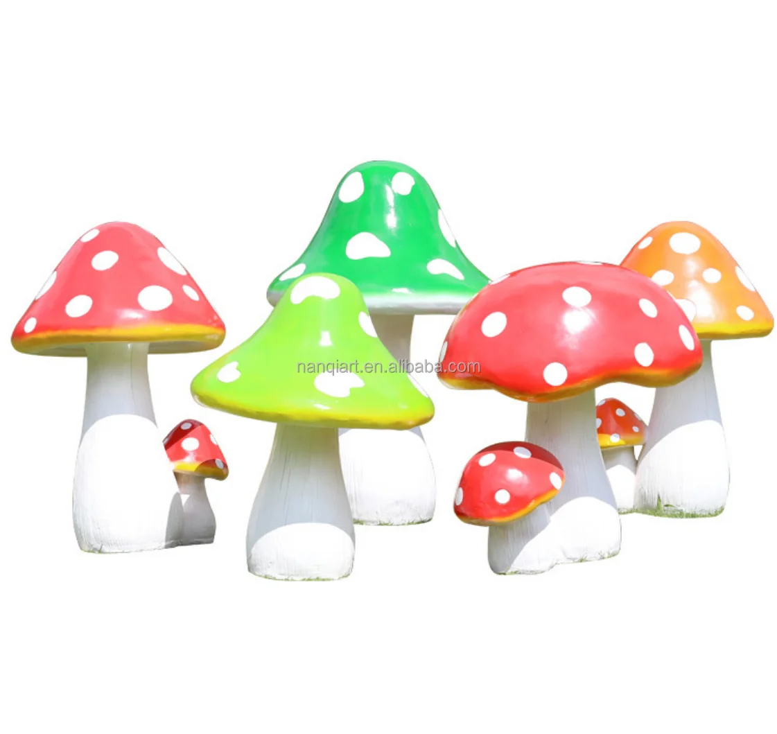 Handmade Realistic Large Garden Mushroom Statues Outdoor Park Party Decor Props Good Quality Fiberglass Resin Mushroom Sculpture
