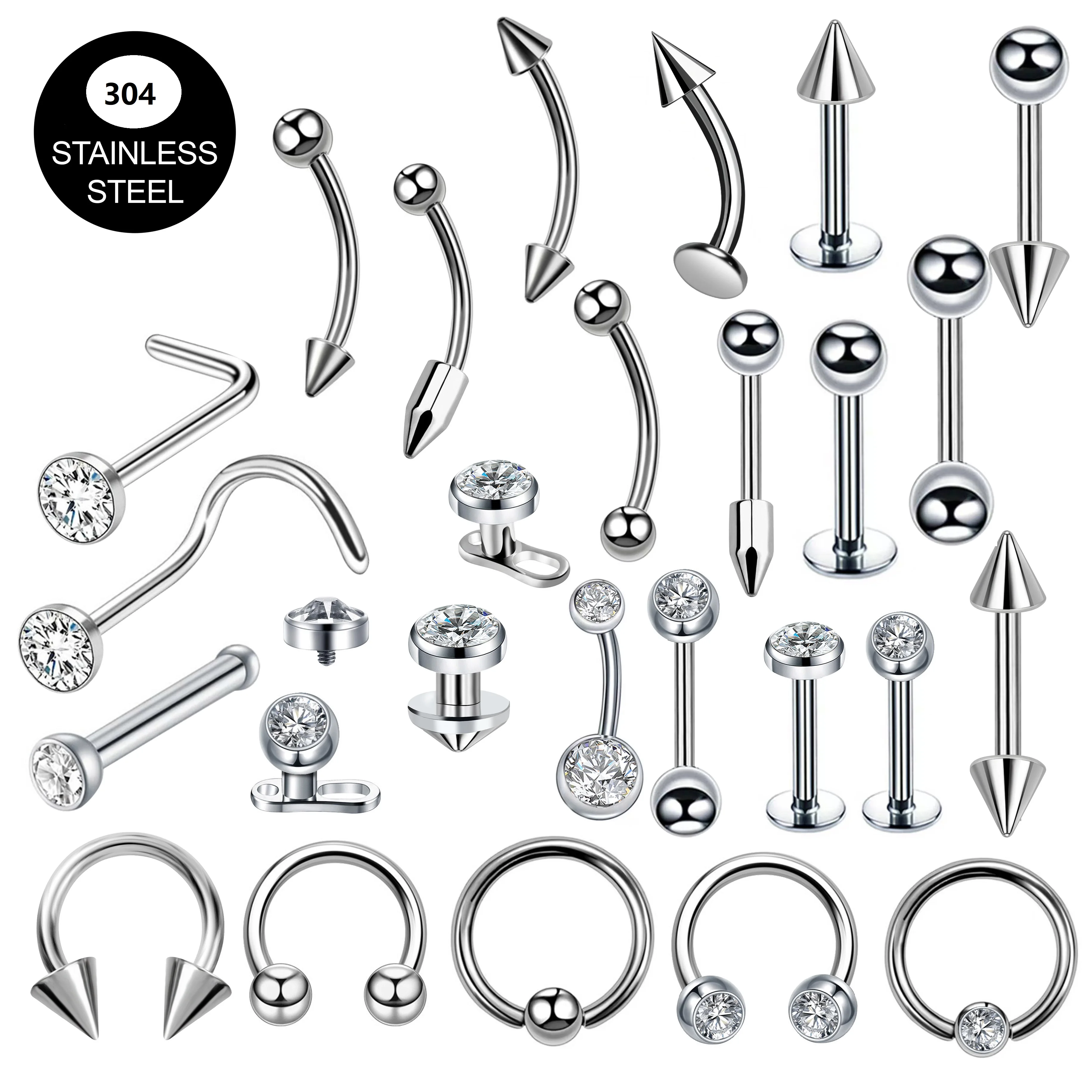 Wholesale Stainless Steel Basic Piercing Lip Labret Ring Ear Tragus Helix Cbr Piercing Jewelry