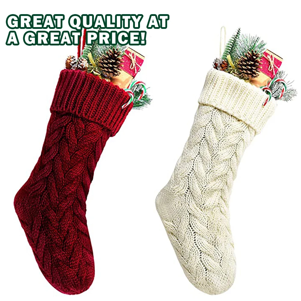 wholesale 46CM christmas tree decor christmas gift socks knitted stockings blank christmas stocking