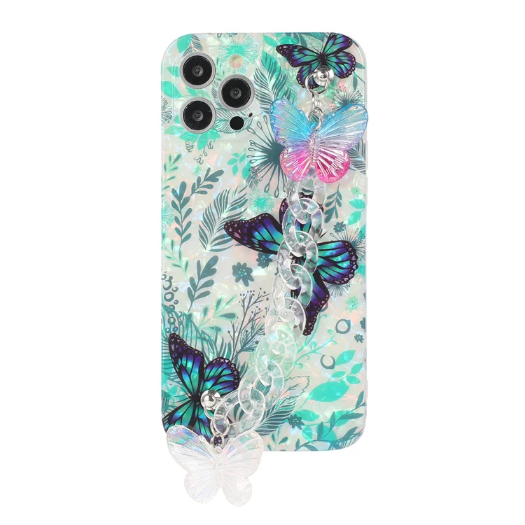 Butterfly Design Wrist Strap Cell Phone Cover Lanyard for iphone 13 pro max ,wrist chain cellphone case for Women Girls