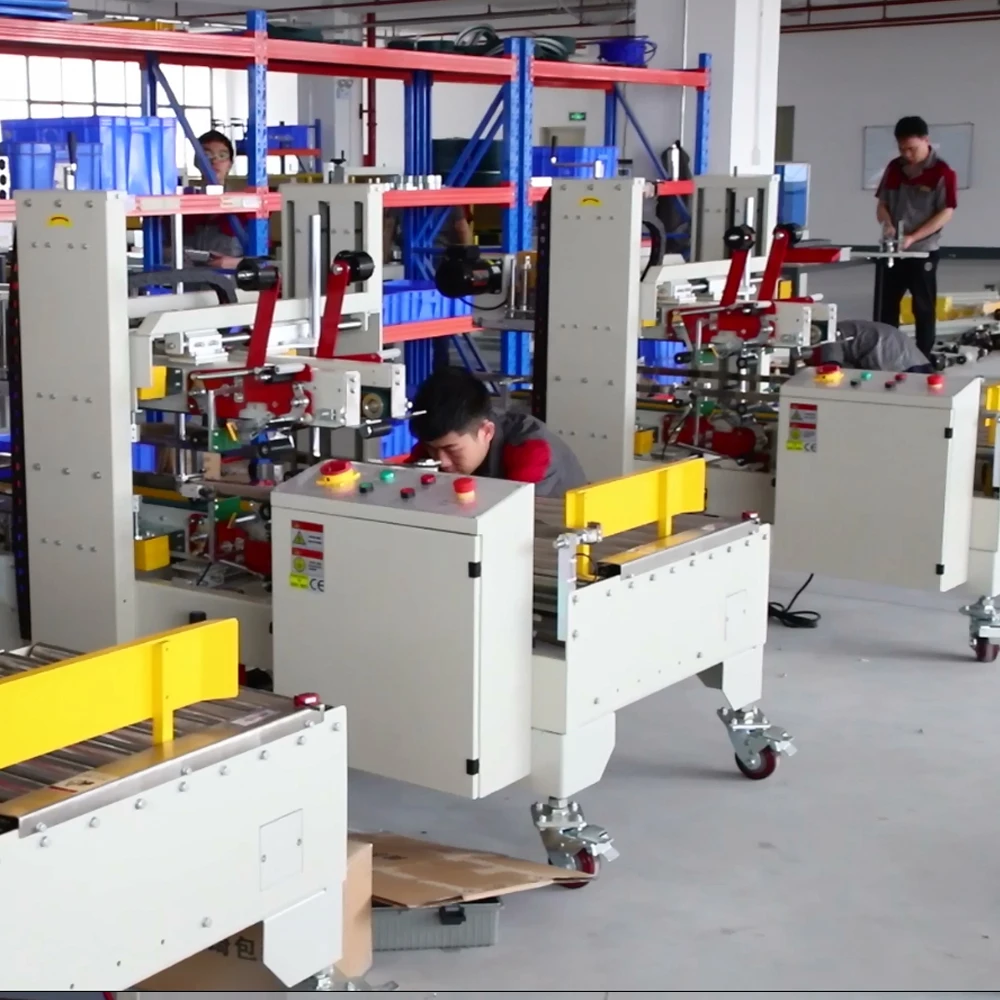 GURKI Corrugated Cardboard Case Flaps Automatic Hot Melt Sealing Folding Carton Folder Gluing Machine