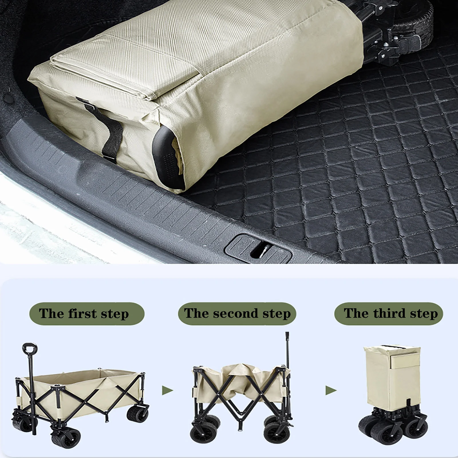 Multi-function Metal Canvas Folding Cart 4 Wheels Folding Portable Camping Wagon outdoor OEM Supported Platform Shopping Trolley